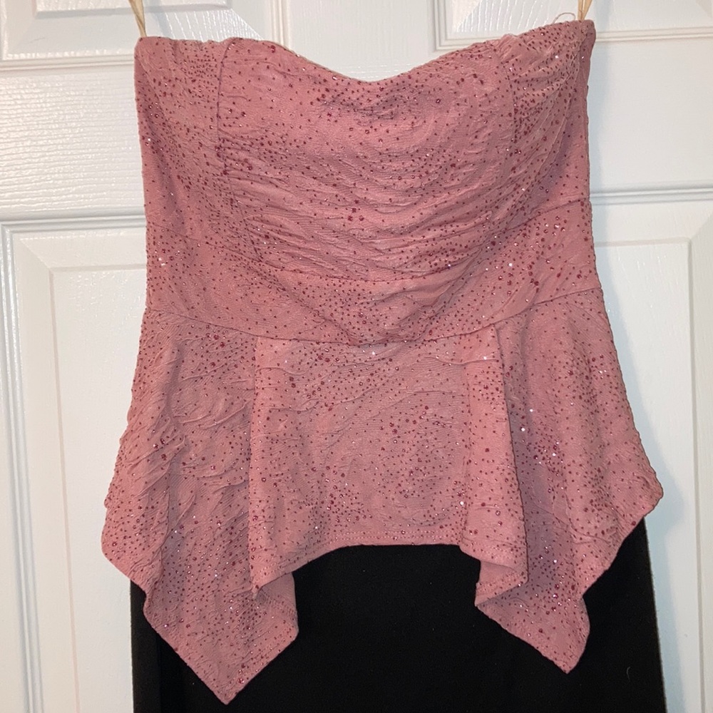 Pink and Black Peplum Dress